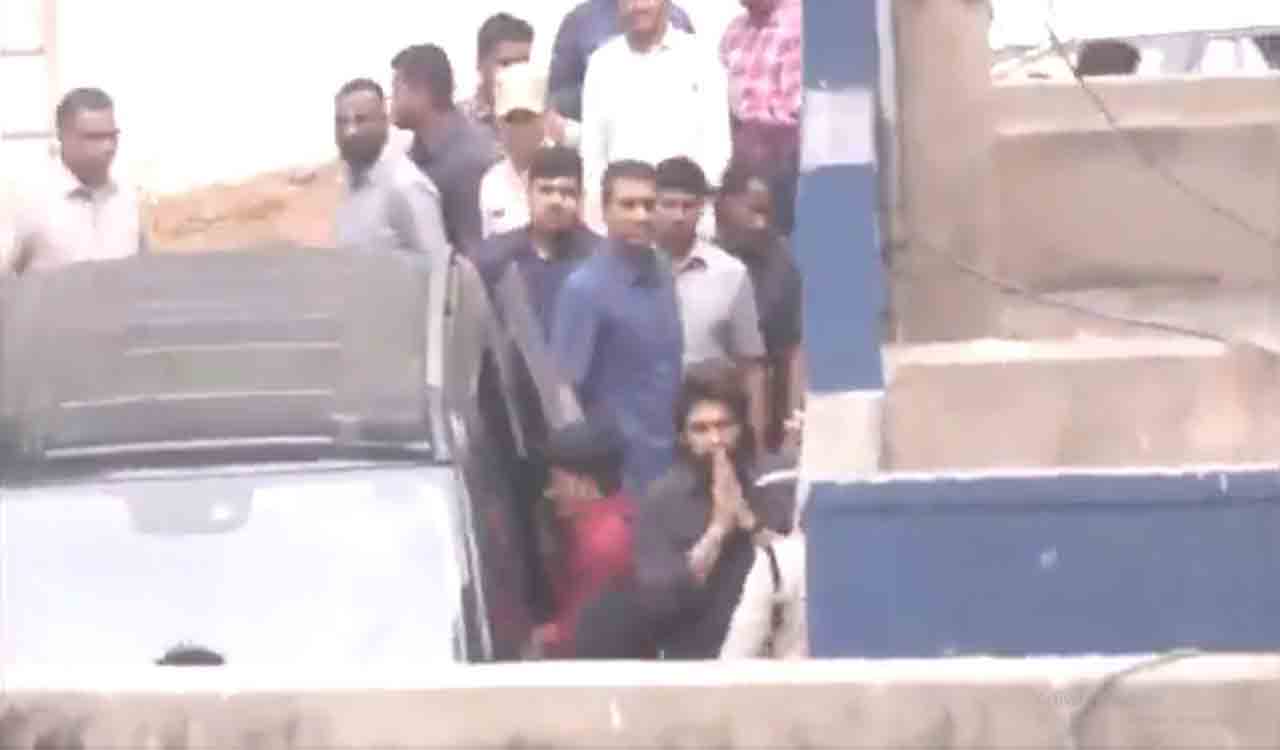 Watch: Allu Arjun appears before police for questioning in stampede case