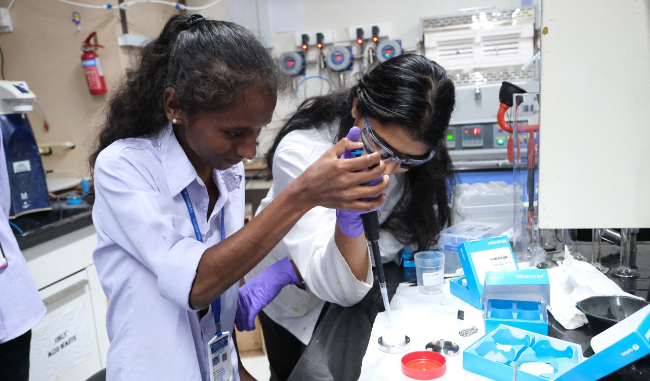 Social welfare college students visit the Tata Institute of Fundamental Research in Hyderabad